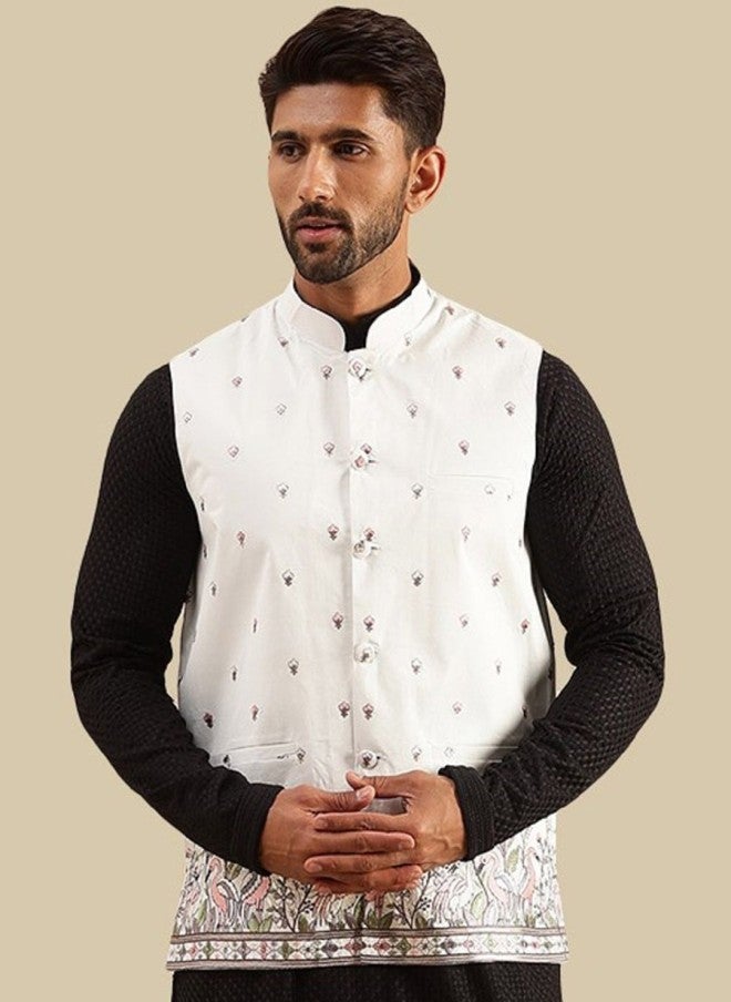 Sojanya Embroidered Woven Nehru Jacket for Men - Image 1