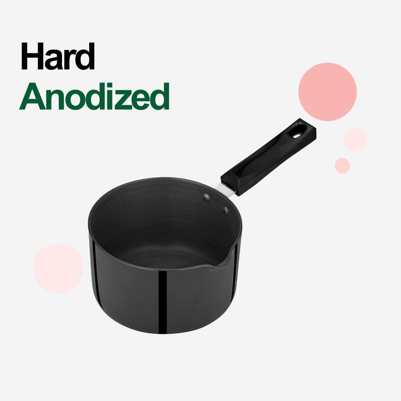 Chakmak Hard Anodized Induction Base Saucepan | 2L Capacity, Saucepan, Chaipan, Small Pan, Black - Image 3