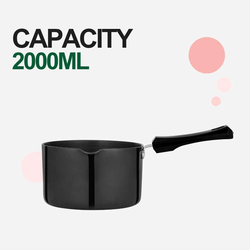 Chakmak Hard Anodized Induction Base Saucepan | 2L Capacity, Saucepan, Chaipan, Small Pan, Black - Image 4