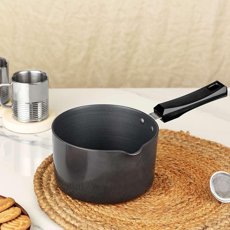 Chakmak Hard Anodized Induction Base Saucepan | 2L Capacity, Saucepan, Chaipan, Small Pan, Black - Image 1