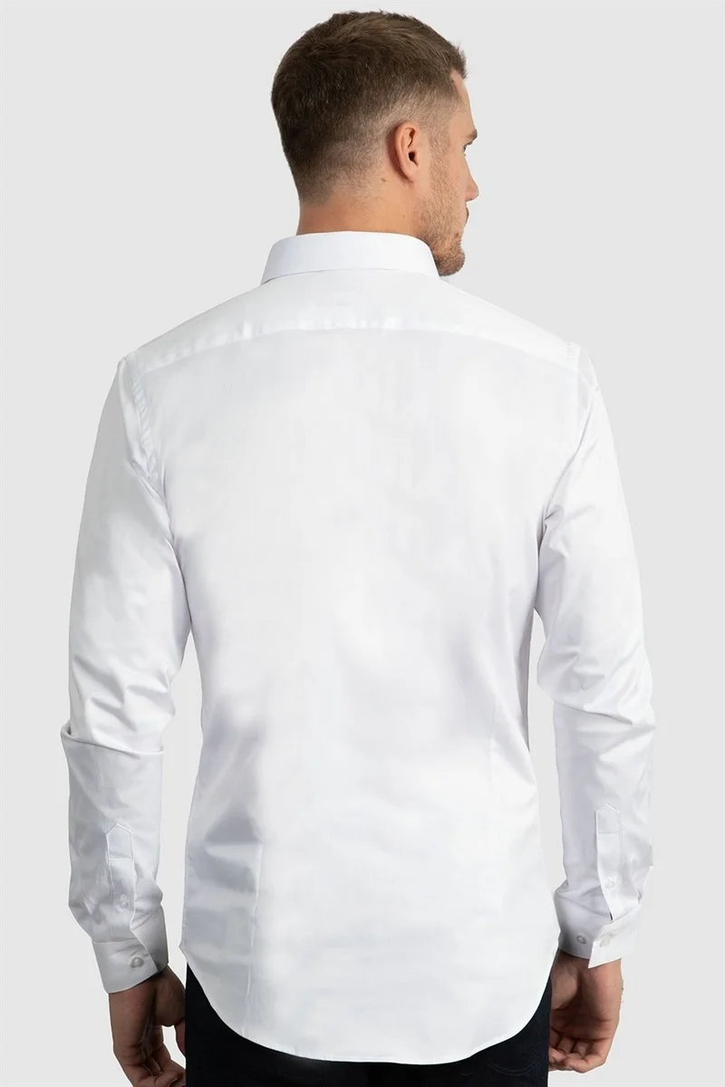 Tudors Slim Fit Slim Fit Lycra Plain Satin Men's Shirt