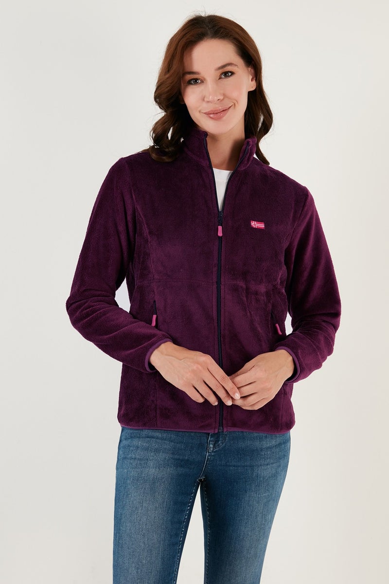 Lela Slim Fit Anti-Pilling Non-Pilling Soft Textured Zippered Fleece Cardigan Women's Cardigan 5907017 - Image 1