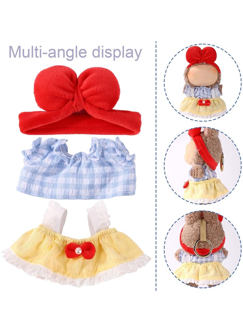 Clothes for Labubu(NO Doll) , Handcrafted Crochet 3 Piece Set for 17cm Doll, Premium Outfit with Accessories for Labubu, Stylish Clothes for Labubu Doll(red) - Image 4