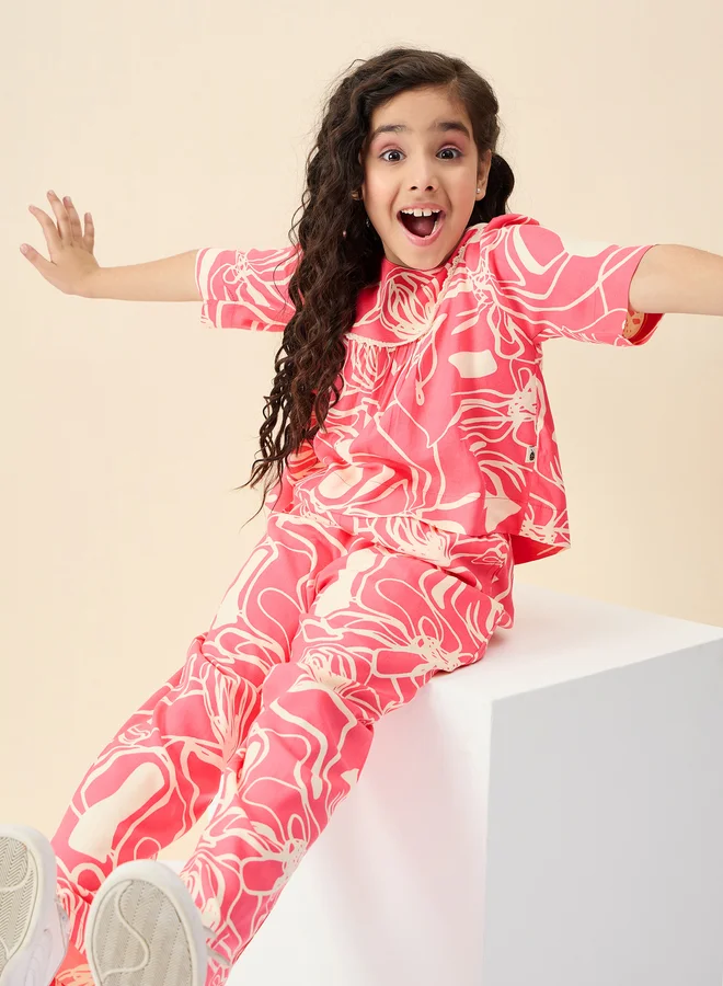 Stylo Bug Stylo Bug All Over Print Round Neck Top and Pants Set