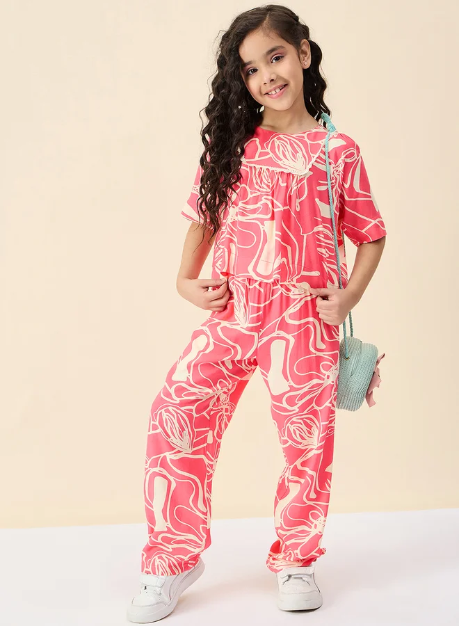 Stylo Bug Stylo Bug All Over Print Round Neck Top and Pants Set