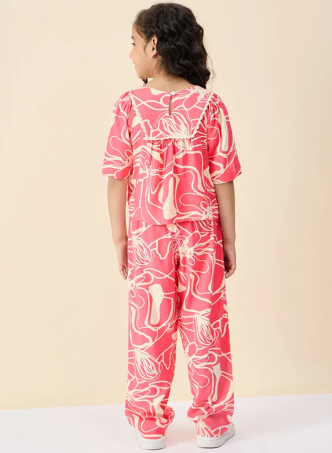Stylo Bug Stylo Bug All Over Print Round Neck Top and Pants Set
