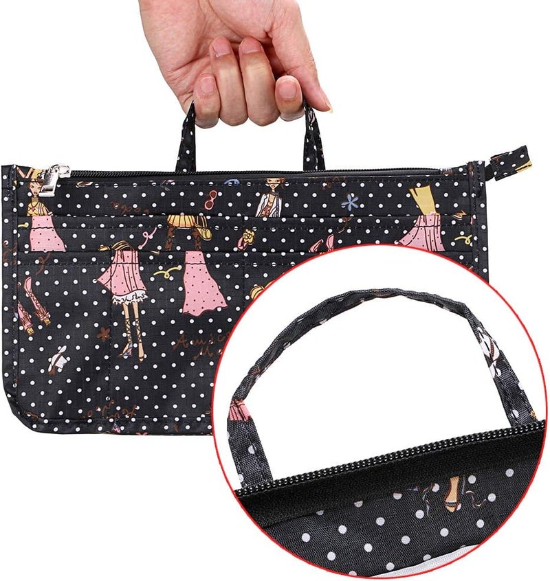 BTSKY Printing Handbag Organizers Inside Purse Insert-High Capacity 13 Pockets Bag Tote Organizer with Handle Fashion Style - Image 5