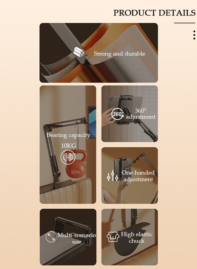 DUNISO Hidden Bedside Phone Tablet Holder 360° Adjustable Foldable Retractable Hidden Insertable Slit and Clip-On Cell Phone and Tablet Stand for Bed, Sofa and Desk (Phone&Tablet Universal) - Image 3