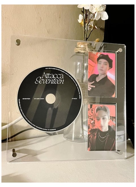 Kpop Acrylic Album CD/Photo Card Display Stand, Holds 2 Photo Cards Display Frame Clear Shelf Photo Card Display Frame Photo Card Holder
