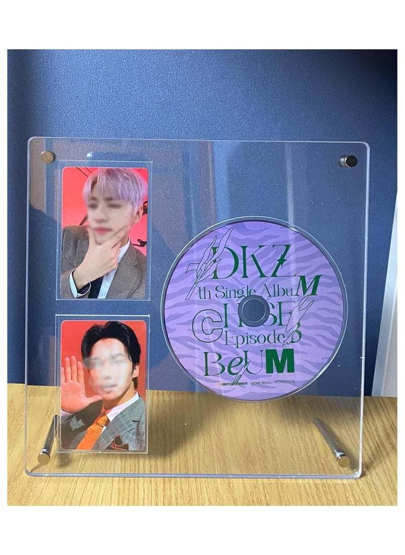 General - Kpop Acrylic Album CD/Photo Card Display Stand, Holds 2 Photo Cards Display Frame Clear Shelf Photo Card Display Frame Photo Card Holder - Image 1