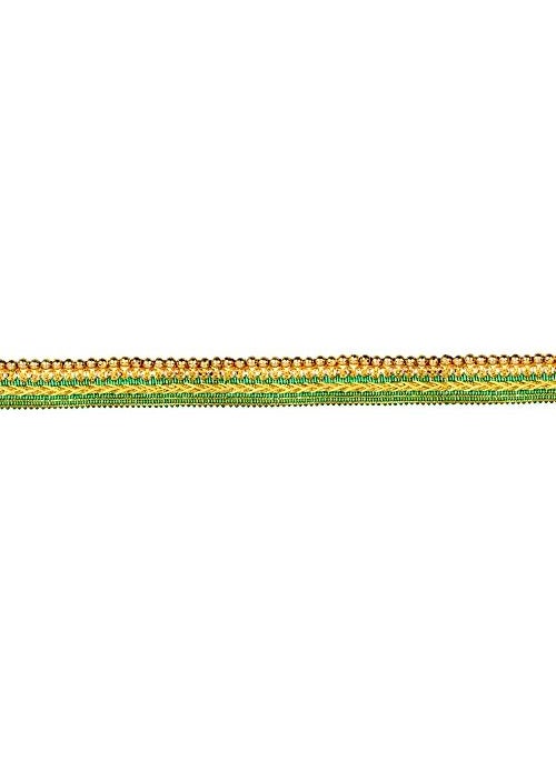 GOELX Fashion Lace Green with Mounted Shiny Golden Beads for Dress/Sarees/lehangas/caps/Bags/Decorations/Borders, Crafts & Many More.. Pack of 4.25 Meters  - Image 3
