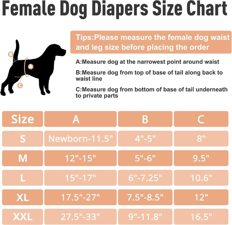 ZINGTERRA 5 Pack Washable Female Dog Diapers,Reusable Diaper for Doggie,Highly Absorbent Dog Diaper,Adjustable Leakproof Puppy Diapers Skirt for Heat,Incontinence,Period Doggy Nappies - Image 2