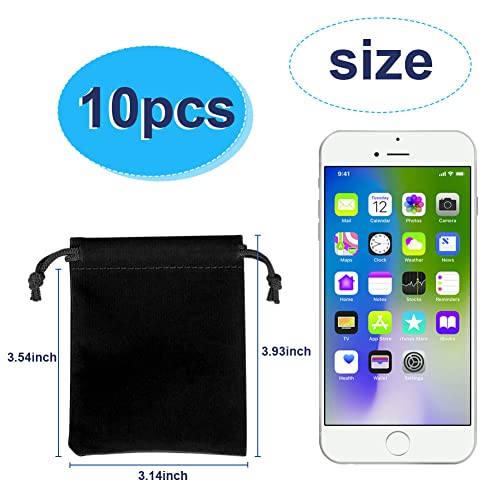 Shintop 10pcs Velvet Drawstring Bags Wedding Gift Bags Velvet Cloth Jewelry Pouches (Black) - Image 2