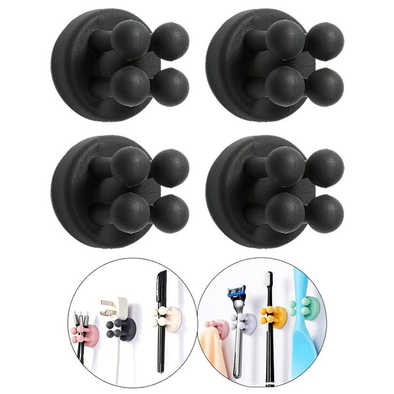 Defrko Silicone Toothbrush Holders - 4 Pcs Razor Hooks Adhesive Wall Mounted for Hanging Towel Key Plug Cable, Utility Decor Stick to Dorm Room Essentials Function for Kitchen Bathroom Home Office - Image 1