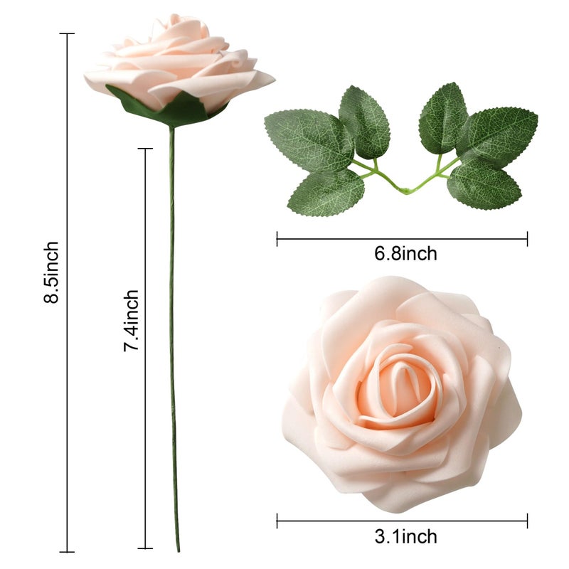 Exoment 25pcs Artificial Flower Foam Rose Real Touch Roses Flower Heads with Stem for DIY Wedding Bouquets Centerpieces Arrangements Party Baby Shower Home Decor (Shades of Dusty Rose) - Image 5