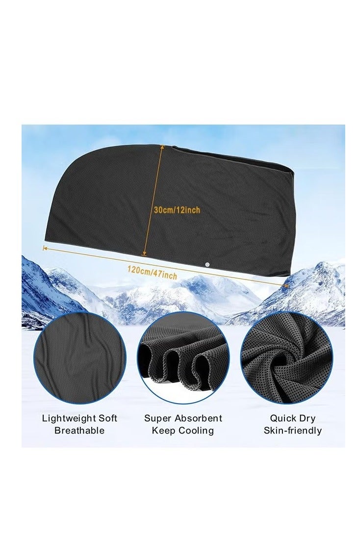 2 Pack Cooling Hoodie Towel - Cooling Towels For Neck And Face - When Wet Cooling Neck Wraps - UV Protection Cooling Neck Wraps - Sport Workout Camping Cycling Cool Towel For Hot Weather - Black And G - Image 2
