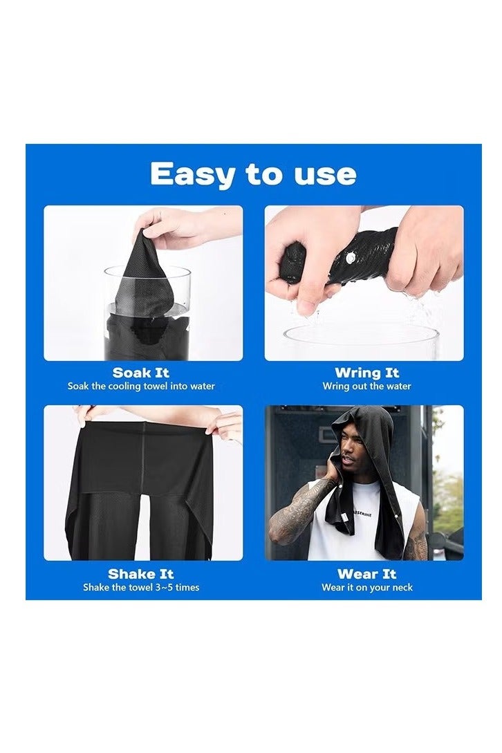 2 Pack Cooling Hoodie Towel - Cooling Towels For Neck And Face - When Wet Cooling Neck Wraps - UV Protection Cooling Neck Wraps - Sport Workout Camping Cycling Cool Towel For Hot Weather - Black And G - Image 3
