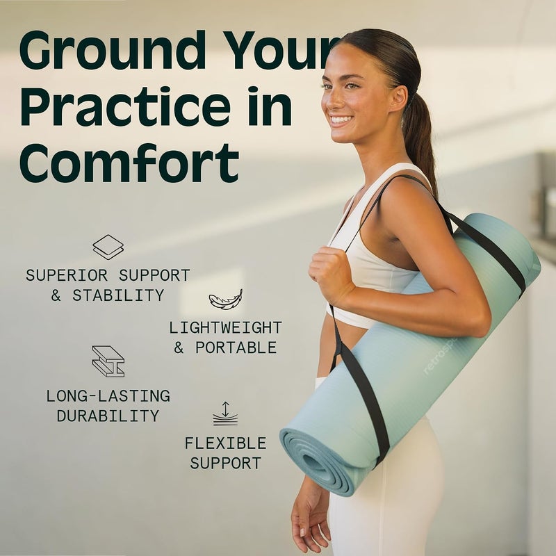 Retrospec Solana Yoga Mat 1/2" Thick w/Nylon Strap for Men & Women - Non Slip Exercise Mat for Yoga, Pilates, Stretching, Floor & Fitness Workouts - Image 5
