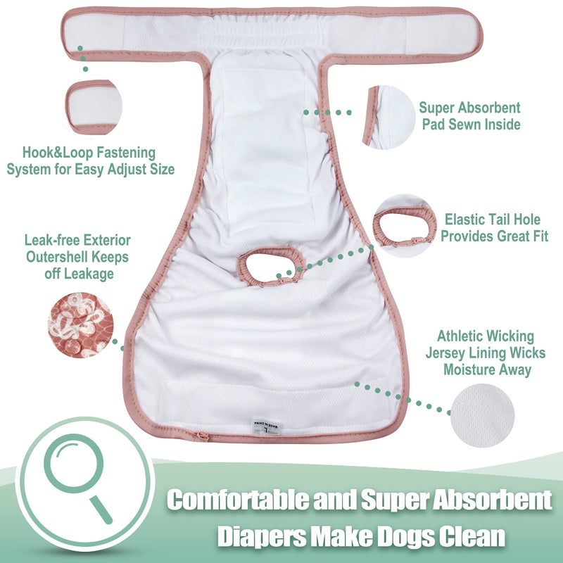 wegreeco Luxury Washable Reusable Dog Diapers (Stylish Pattern) - Female Dog Diapers, Doggie Diapers, 3 Pack (Lace, Small) - Image 5