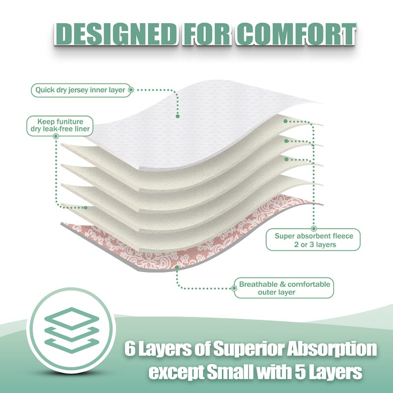 wegreeco Luxury Washable Reusable Dog Diapers (Stylish Pattern) - Female Dog Diapers, Doggie Diapers, 3 Pack (Lace, Small) - Image 4