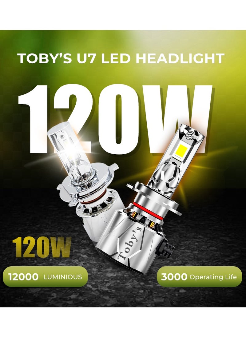 Toby's Toby's U7_H4 Double beam 120W/Pair Power Original Tested LED Headlight Assembly 12000 Lumens Bright Color With Temperature (6000K)  - Image 5