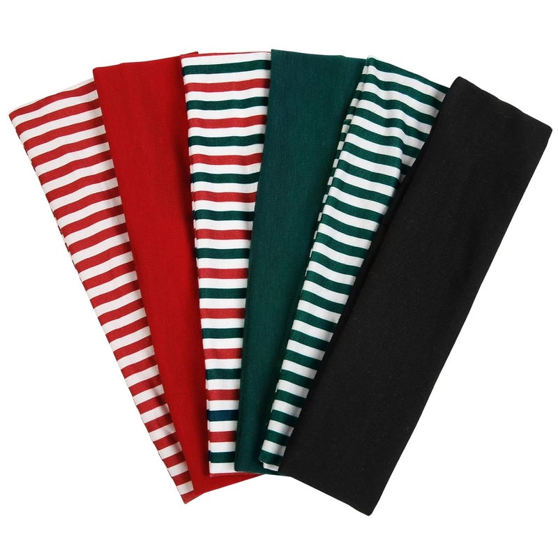 TERSE TERSE Christmas Headbands for Women Short Hair Striped Headbands Non Slip Elastic Sweat Hairbands Soft Fabric Hair Bands Workout Yoga Running Sport Christmas Hair Accessories 