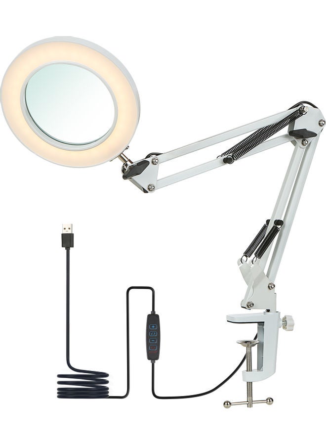 NIBEMINENT USB Clip-On Adjustable Magnifying LED Table Lamp Warm White - Image 1