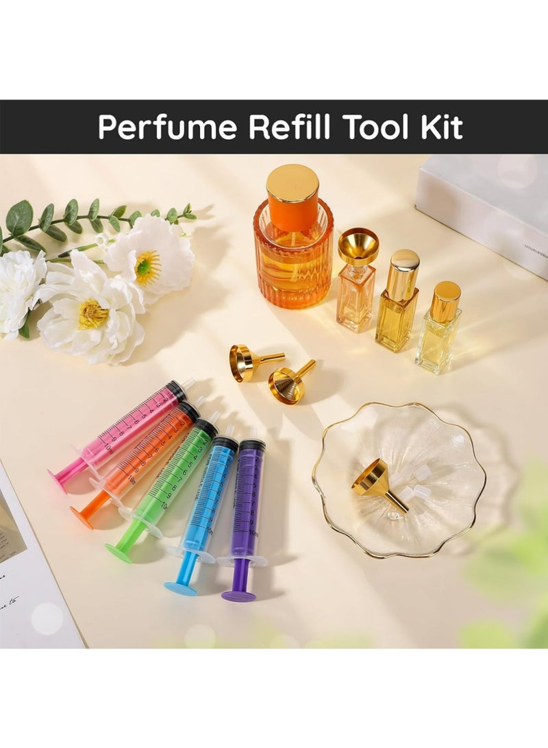يوجي 10pcs 0.34oz العطور السفر إعادة ملء أدوات مضخة للسفر زجاجة قابلة لإعادة ملء ، 10ml العطور استخراج القمع موزع إعادة ملء أداة صنع مجموعة للنساء ، كولونيا صنع مجموعة للرجال للرش - Image 2