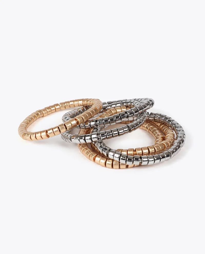 Lola Casademunt Bicolor Metallic Effect Elastic Bracelets Set