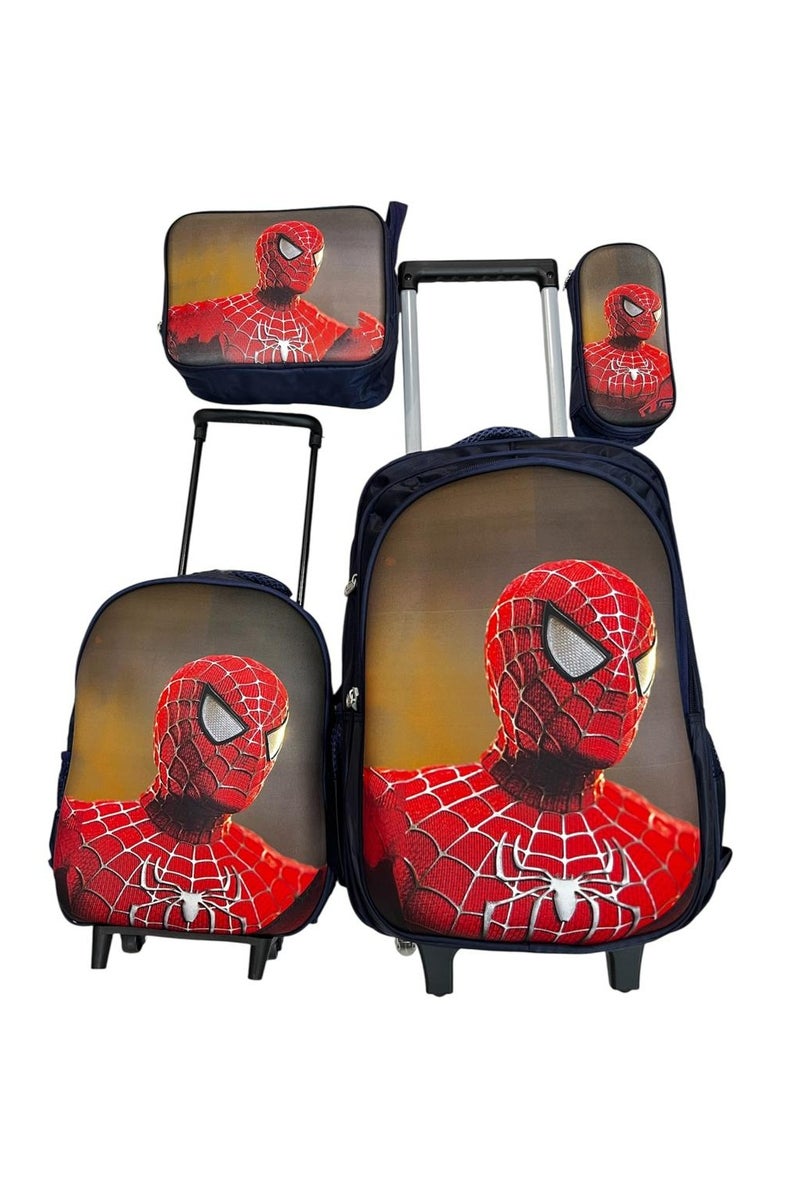 مارفل شنطة ظهر مدرسيةبعجلات 4 قطع مقاس 17 بوسة تصميم سبايدرمان ولادي - Image 3