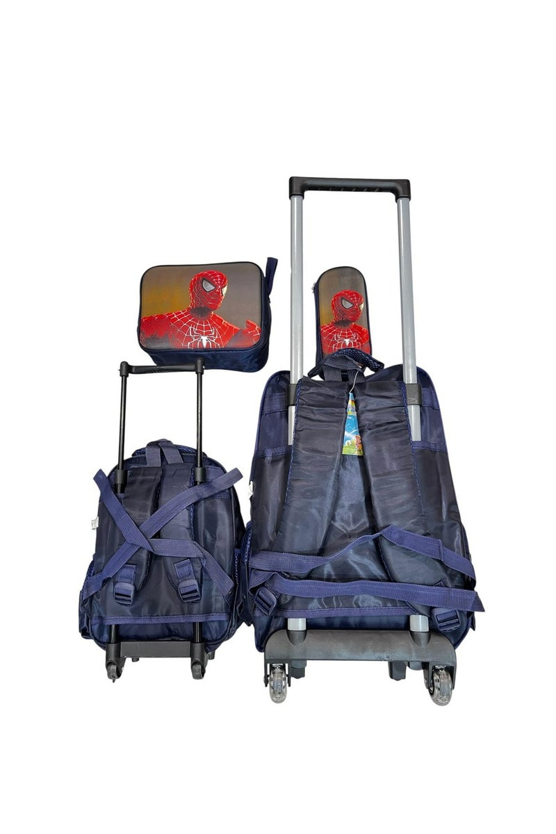 مارفل شنطة ظهر مدرسيةبعجلات 4 قطع مقاس 17 بوسة تصميم سبايدرمان ولادي - Image 5