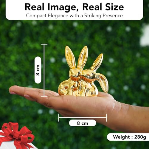 Ekhasa Nostrae Rabbit Show Pieces for Home Decor Living Room Decorative Items | Cute Animals Showpieces Gift Item for Decor | Center Table Tv Showcase Shelf Office Desk Interior Statue Figurines - Image 3