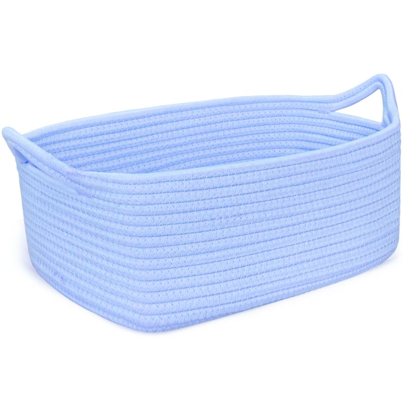 ABenkle Small Storage Basket with Handles Cotton Rope Woven Dog Cat Toy Bin Decorative Shelves Closet Organizing for Nursery Laundry Bedroom Bathroom 142x 11x 51 - Image 2