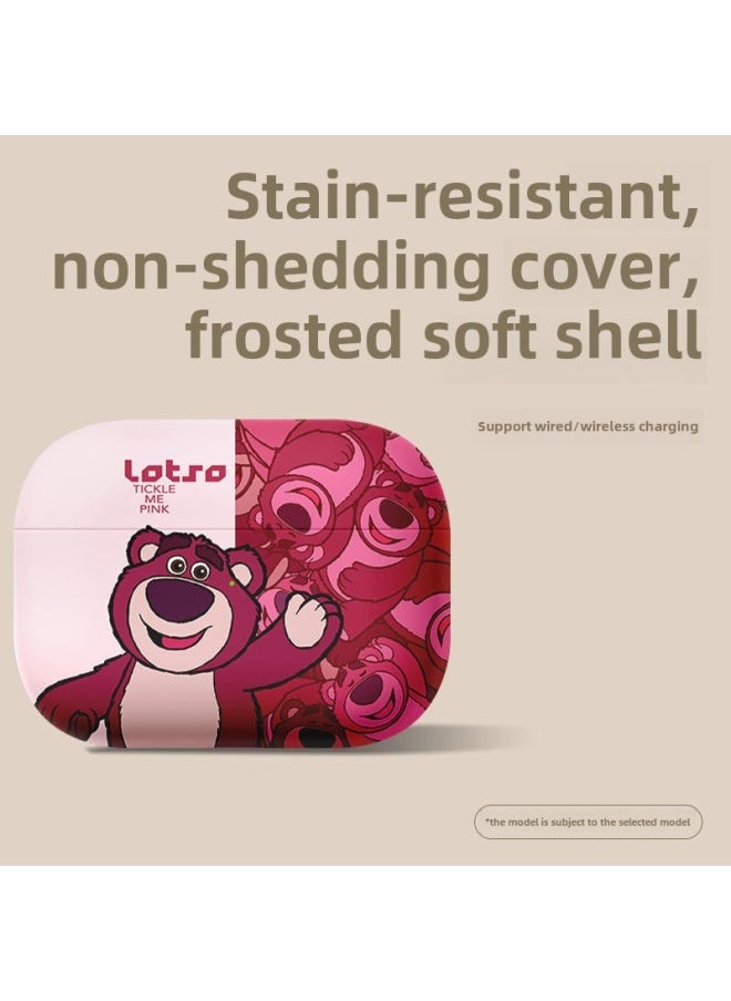 Generic - Strawberry Bear Family Airpods Protective Case Cartoon Cute Suitable For Apple 1/2/3 Generation Bluetooth Headset Soft Case-Color:Waving Strawberry Bear-stitching-Model:AirpodsPRO - Image 1