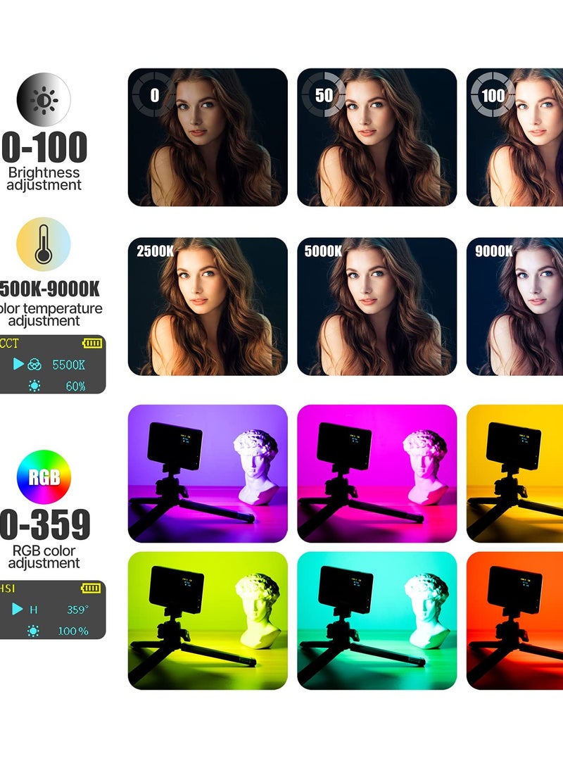 SOLARAE RGB Video Light, Portable LED Camera Light Panel 0-360 Full Color, CRI 95+ 2500-9000K LED Video Light, LED DSLR Lighting for Vlogging, Photography, Video Conference - Image 2