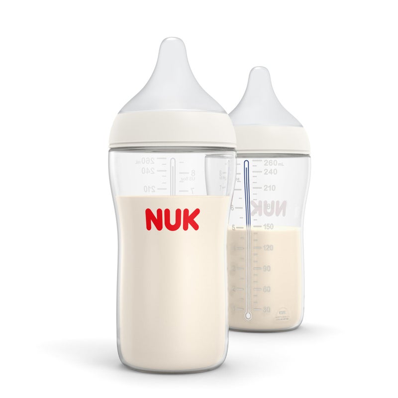 NUK Perfect Match 2-in-1 Natural and Anti-Colic 8oz Bottle with Adaptable Medium Flow Nipple, 2 Pack - Image 1
