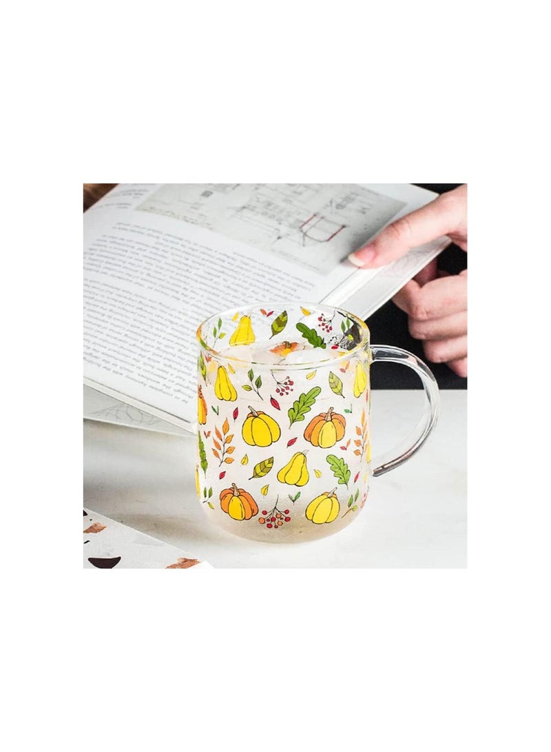 Beauenty Pumpkin Glass Mugs,Cute Glass Mugs Cup, Big Coffee Cup, Tea Cup, Milk Cup, Coffee Milk Cups Tea Juice Water Glass Drinkware Birthday Gift - Image 1