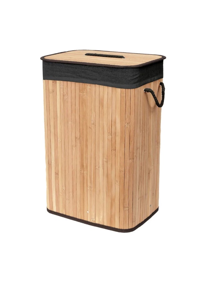 COMPACTOR Ross Foldable Rectangular Bamboo Laundry Hamper with Lid Brown and Black 60 x 30 x 40 cm RAN11909 - Image 1