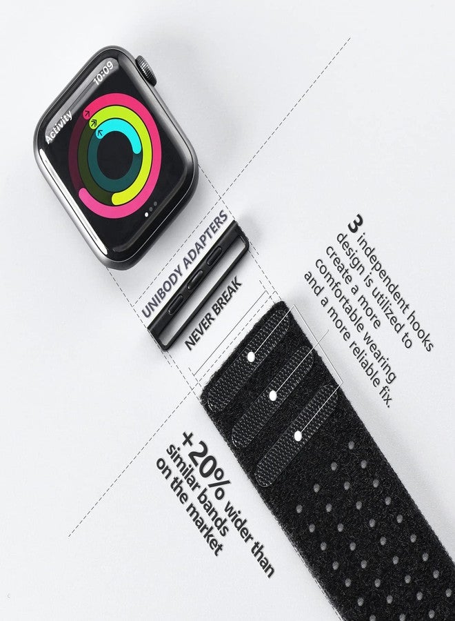 Tefeca Black Mesh Lycra Breathable Sport Loop Armband/Ankle Band Compatible with Apple Watch Ultra/Ultra2 49mm, Series 10 46mm, Series 9/8/7 45mm,SE2/SE/6/5/4 44mm(M/L for 49mm/46mm/45mm/44mm) - Image 5
