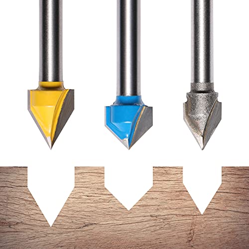 Genmitsu 1/4'' V Grooving Router Bit Set, 60 Degree & 90 Degree CNC Router Bits, 3D V Shape Milling Wood Cutter Knife CNC Engraving Router Bit, VG03A - Image 3