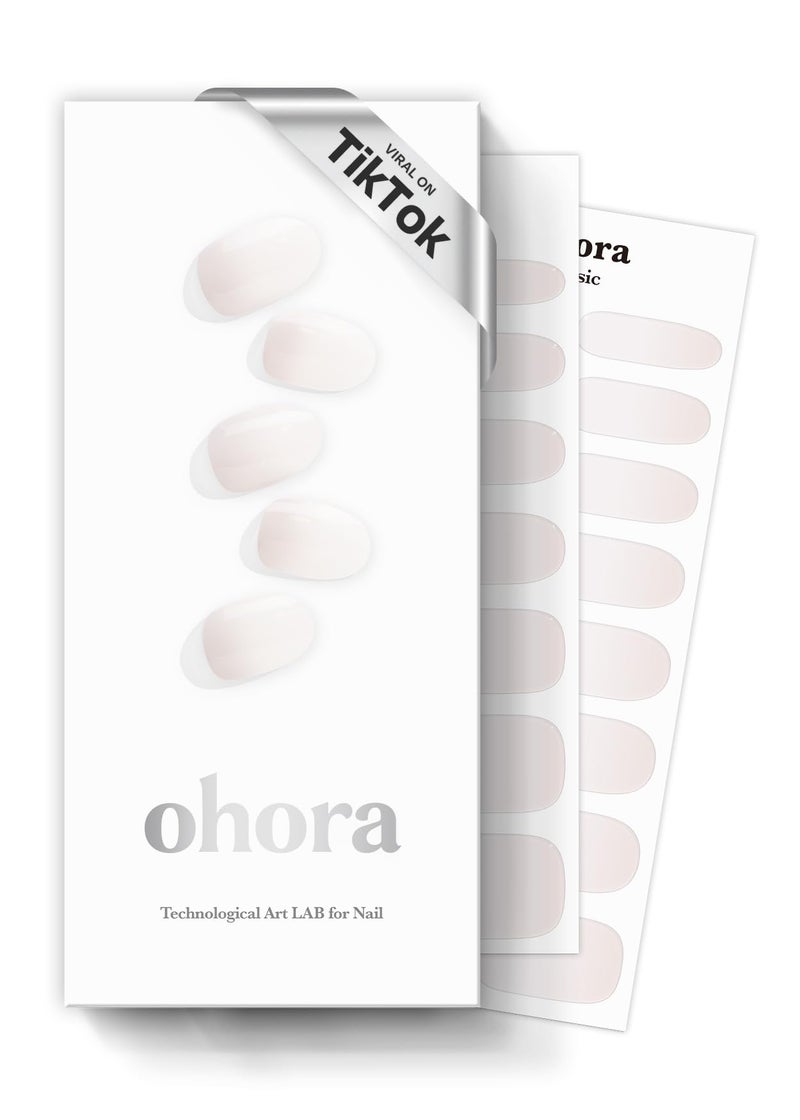 ohora Semi Cured Gel Nail Strips N Veil  White Ombre Works with Any UVLED Lamps SalonQuality Long Lasting Easy to Apply  Remove  Includes 2 Prep Pads Nail File  Wooden Stick
