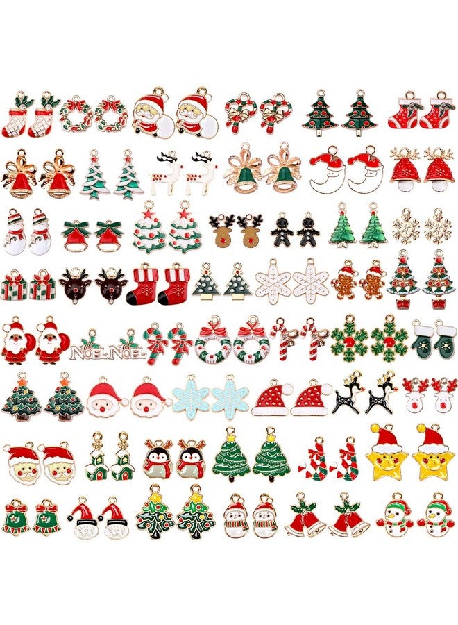 SANNIX 110Pcs 55 Pairs Christmas Charms Gold Enamel Jewelry Pendants For Xmas Earring Bracelet Necklace Craft Making - Image 1