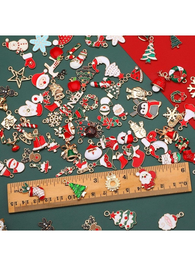 SANNIX 110Pcs 55 Pairs Christmas Charms Gold Enamel Jewelry Pendants For Xmas Earring Bracelet Necklace Craft Making - Image 2
