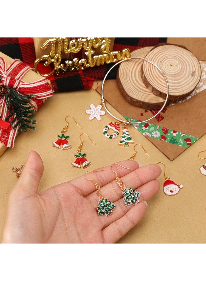 SANNIX 110Pcs 55 Pairs Christmas Charms Gold Enamel Jewelry Pendants For Xmas Earring Bracelet Necklace Craft Making - Image 5