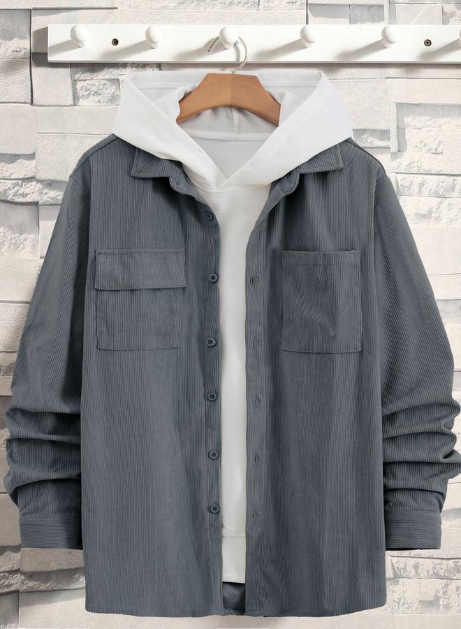 Take Two Men Texture Pocket Detail Long Sleeve Jacket - Image 1