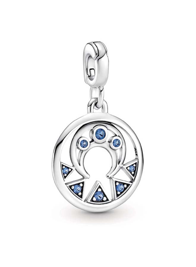 PANDORA Moon And Rays Sterling Silver Medallion with Stellar Blue Crystal 