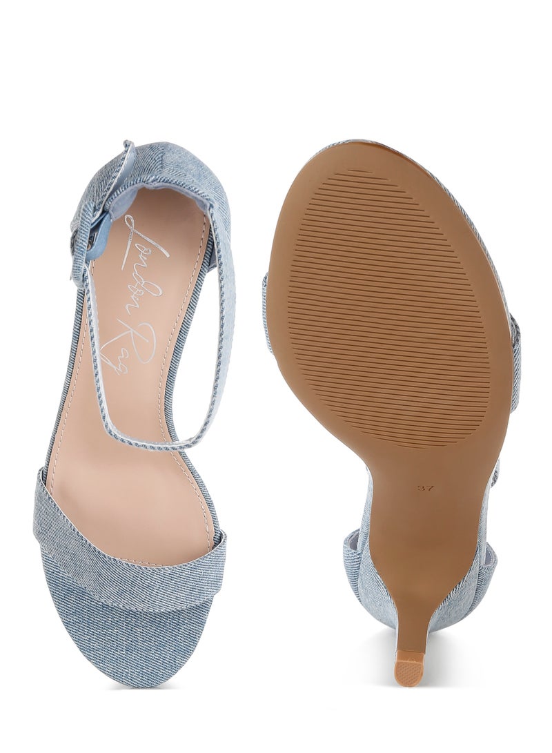 London Rag Women's Denim Kitten Heel Sandals in Denim - Image 4