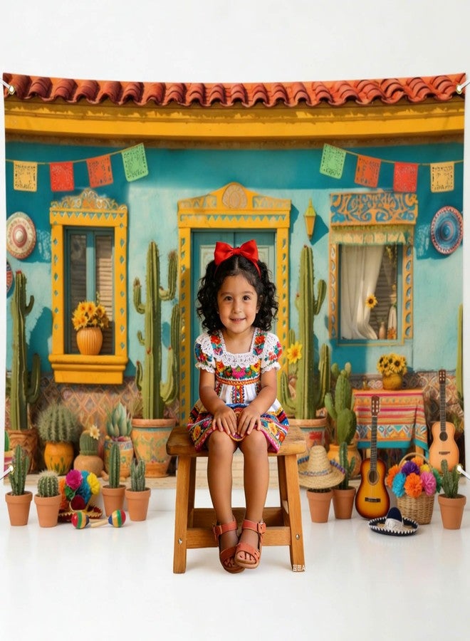 Mocsicka Mexican Theme Backdrop Cinco De Mayo Party Decorations Banner Fiesta Photography Background Party Supplies Photo Booth Props (Blue, 70.8 x 43.3 Inch) - Image 3