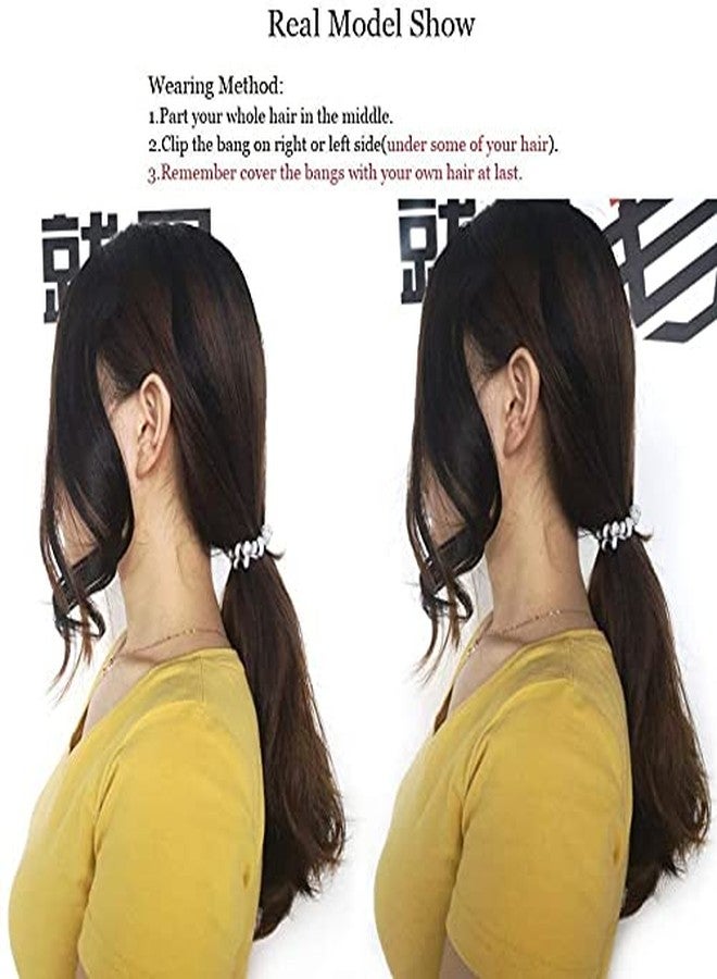 Dsoar 2PCS Wave Side Bang Clip in Bangs Real Human Hair Wave Fringe Hair Extensions(Natural Black Color) - Image 5