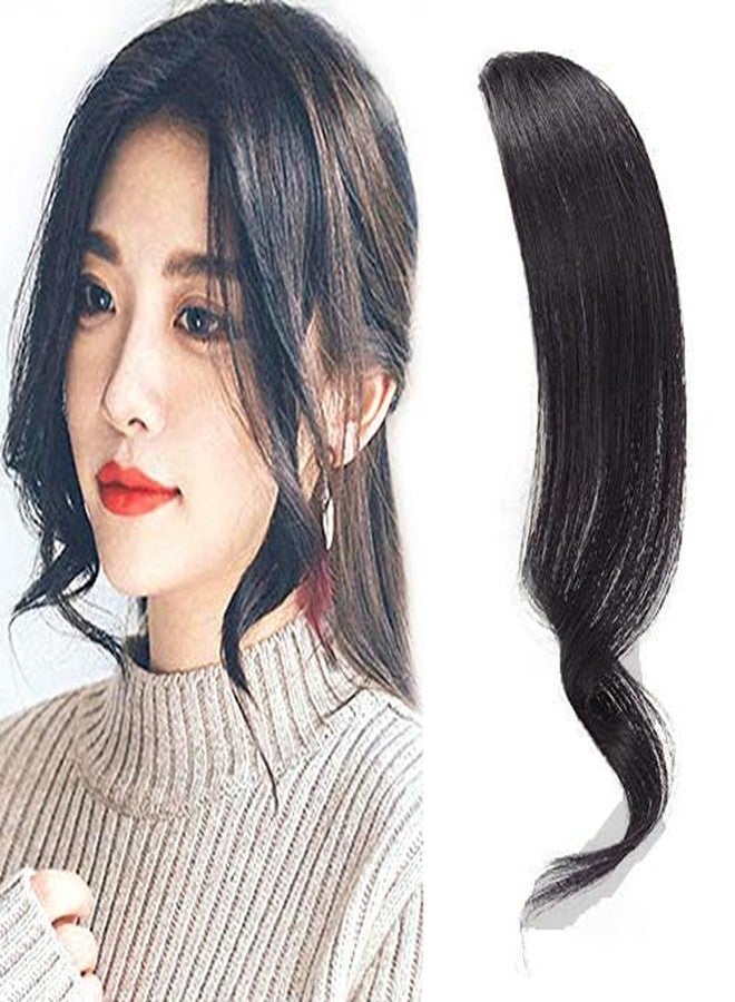 Dsoar 2PCS Wave Side Bang Clip in Bangs Real Human Hair Wave Fringe Hair Extensions(Natural Black Color) - Image 1
